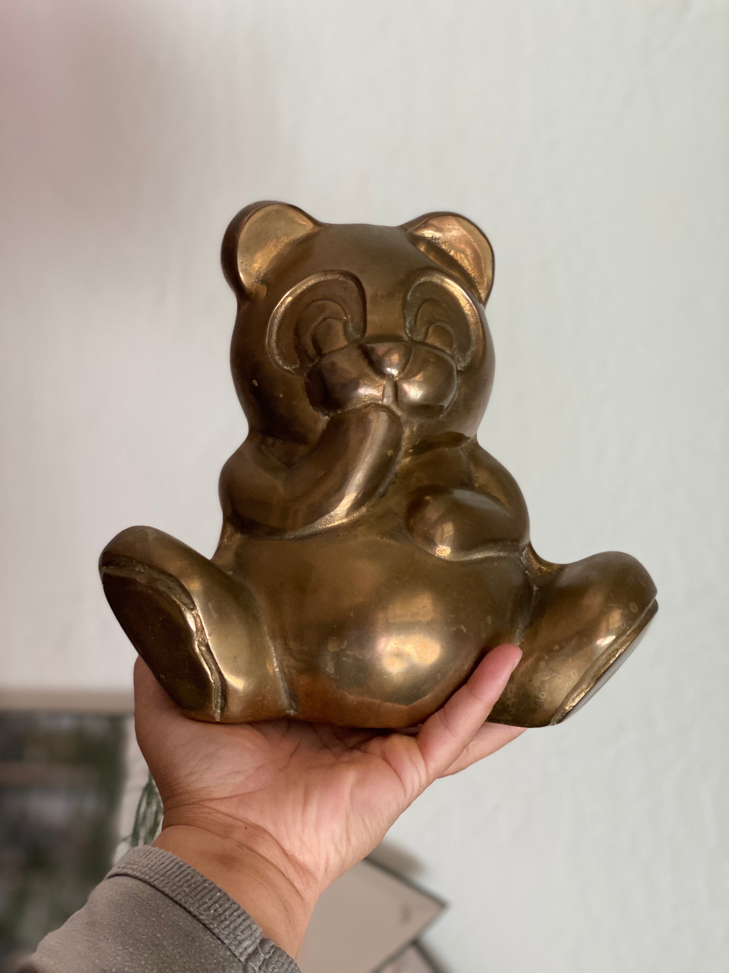 Large Solid Brass Teddy Bear Figurine Sculpture – White Elephant Co.