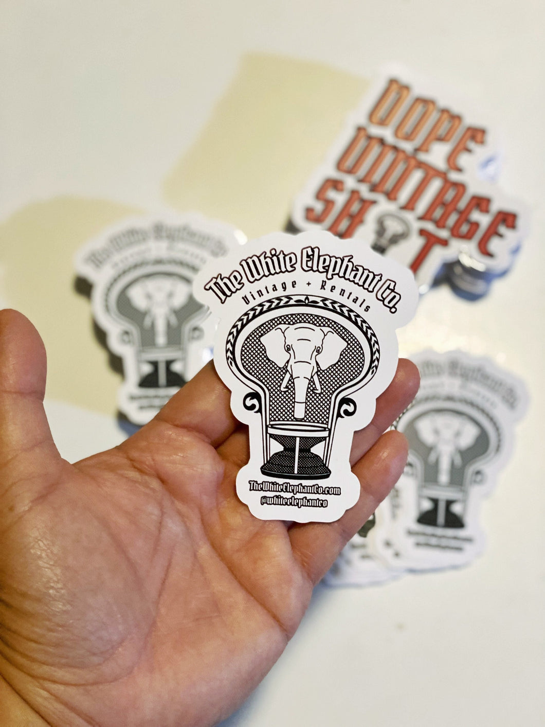 White Elephant Co. Logo Die Cut Stickers