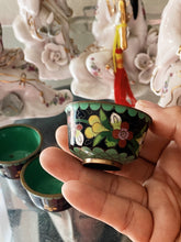 Load image into Gallery viewer, Set of 4 Chinese Handpainted Floral Art Enamel Sake Shot Cups
