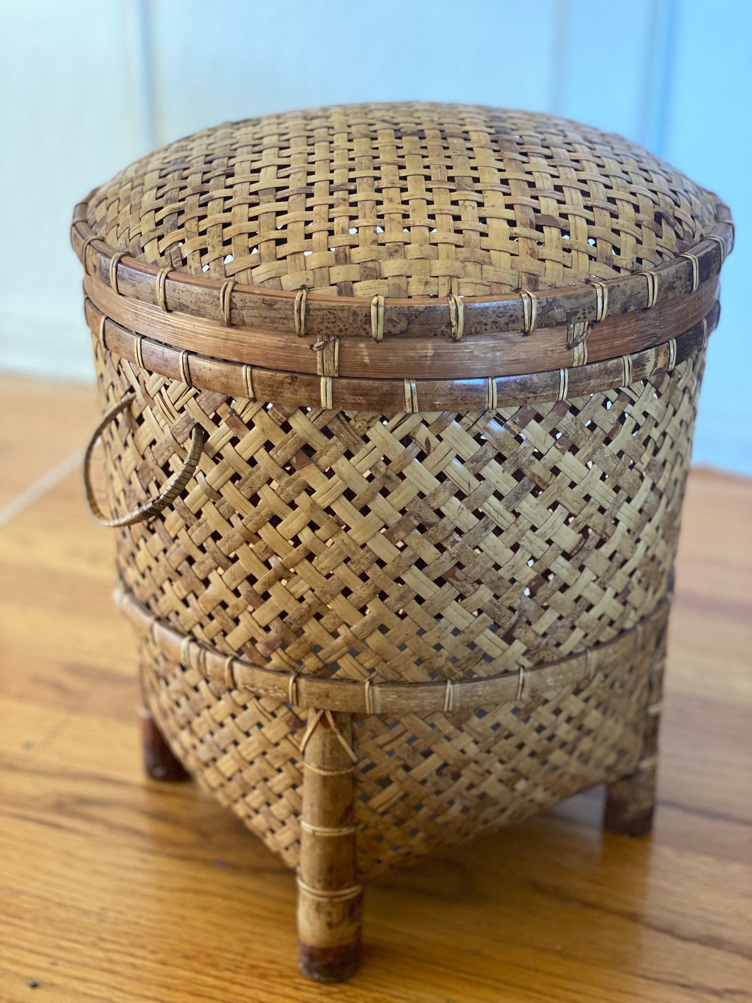 Large Round Woven Rattan Basket / Wastebasket / Vessel / Planter with –  White Elephant Co.